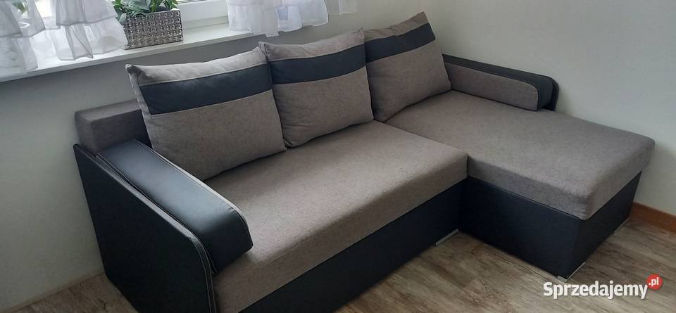 Narożnik rozkładany szary łóżko wypoczynek Narożniki Małkinia Górna sprzedam