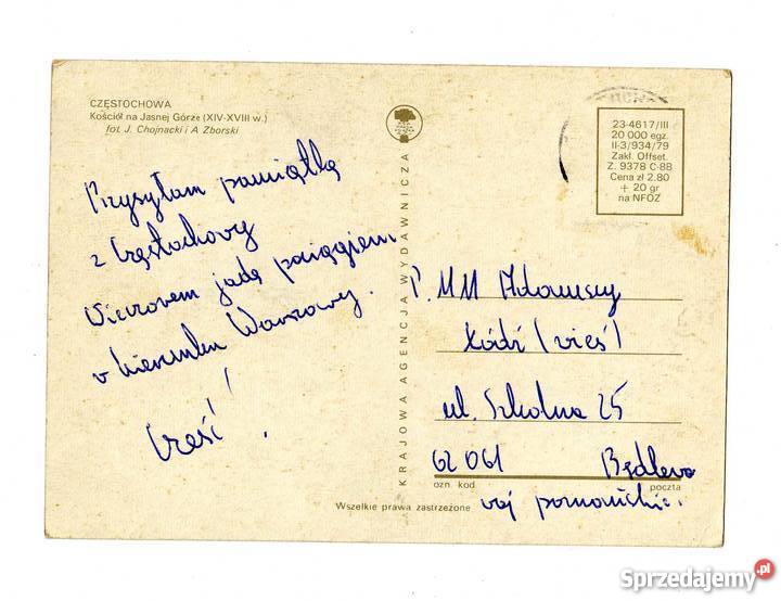 CZĘSTOCHOWA KOŚCIÓŁ NA JASNEJ GÓRZE POCZTÓWKA Krynki