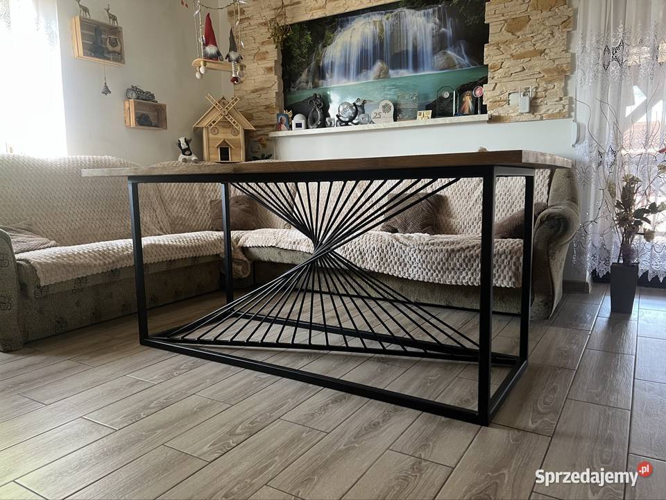 Stół Loftowy dębowy gr 3 konstrukcja stalowa wielkopolskie Ostrzeszów