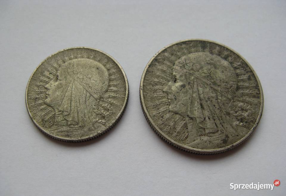 5 1933 i 10 1933 Głowa Kobiety 2 Numizmatyka Dąbrowa Górnicza