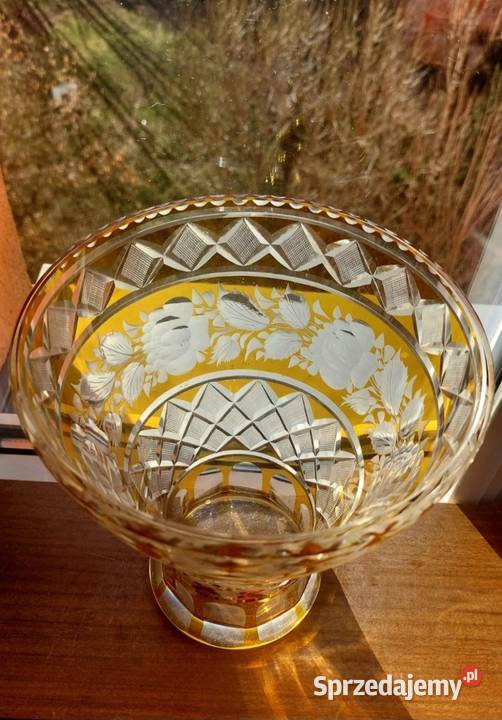 Piękny duży wazon kryształowy PRL Wrocław