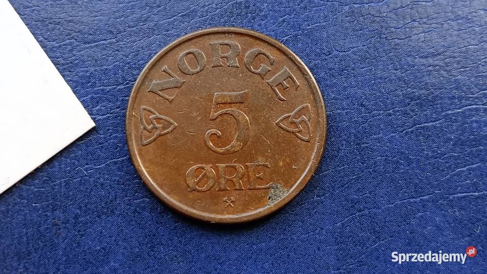 Stare monety 5 ore 1954 Norwegia Numizmatyka podkarpackie Lesko