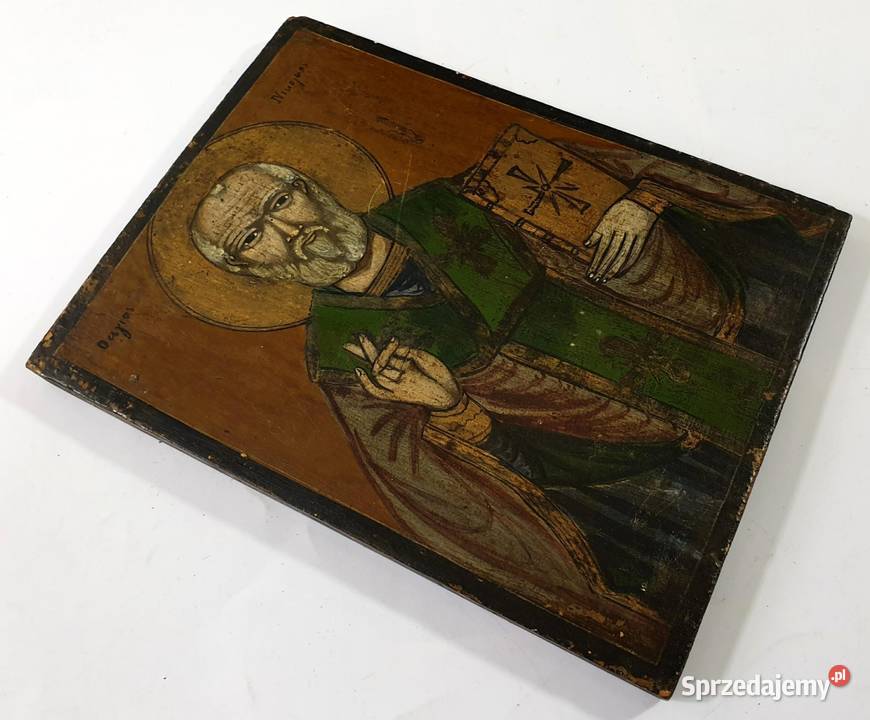 Ikona Święty Mikołaj z Miry Cudotwórca XIXw 0167 Malarstwo Warszawa