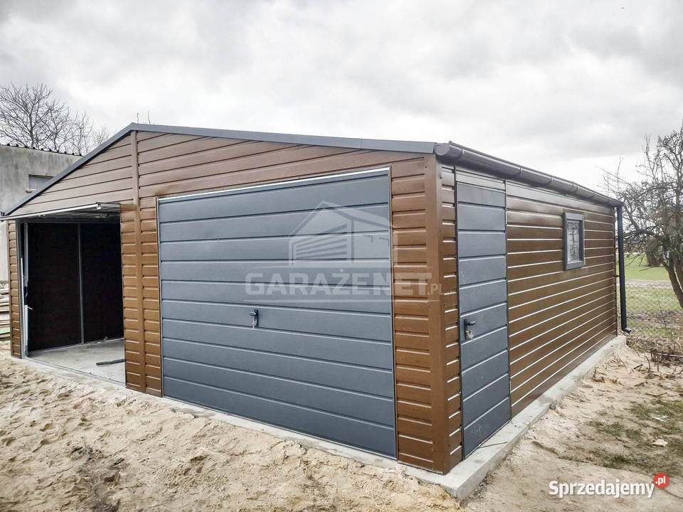 GARAŻ BLASZANY 7m x 6m DWUSPAD 2xBRAMA DRZWI małopolskie Łapanów