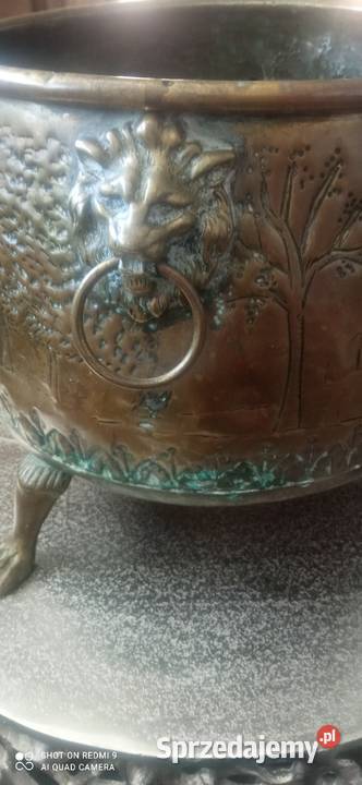 Doniczka mosiądz pojemnik z wytłoczonym wzorem podlaskie Białystok