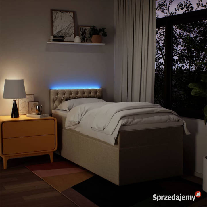 Łóżko kontynentalne z materacem kremowe tkanina Warszawa