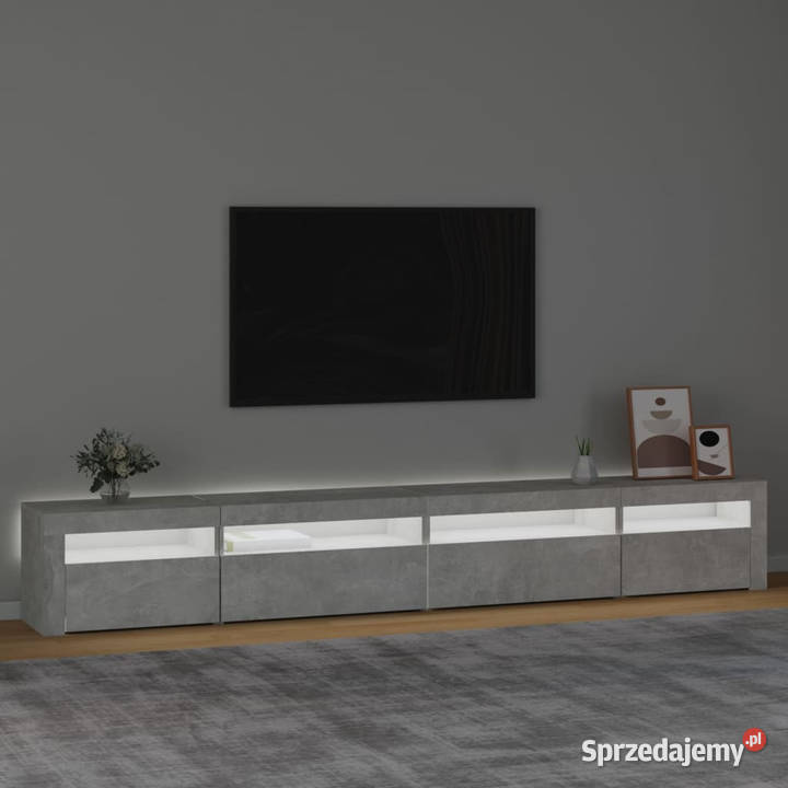 Szafka pod TV z oświetleniem LED szarość betonu