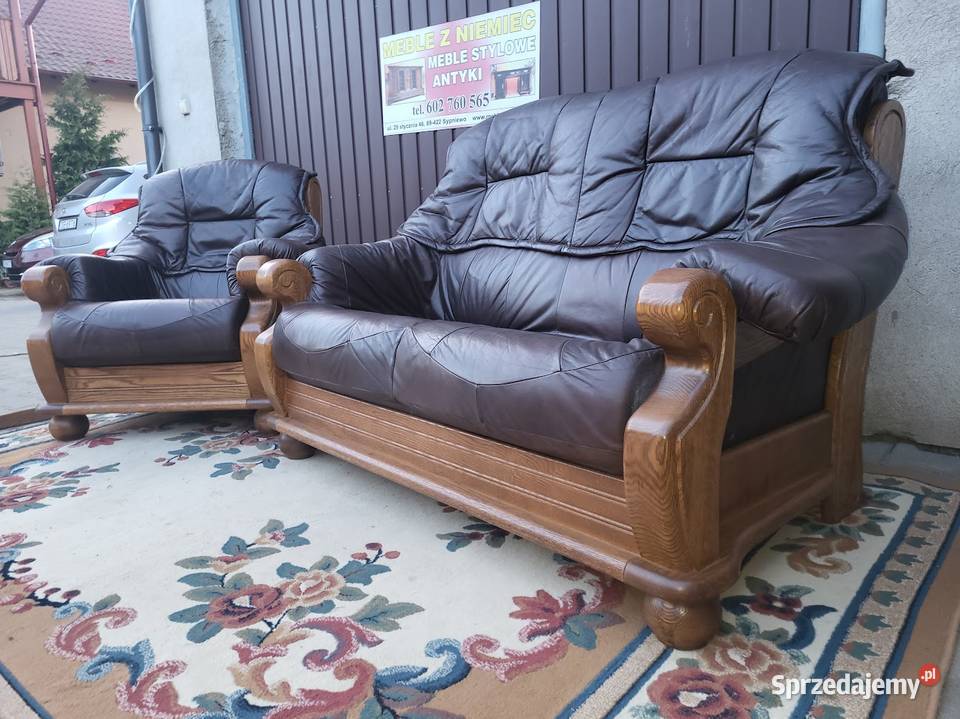 Komplet wypoczynkowy fotel sofa dwuosobowa skóra kujawsko-pomorskie