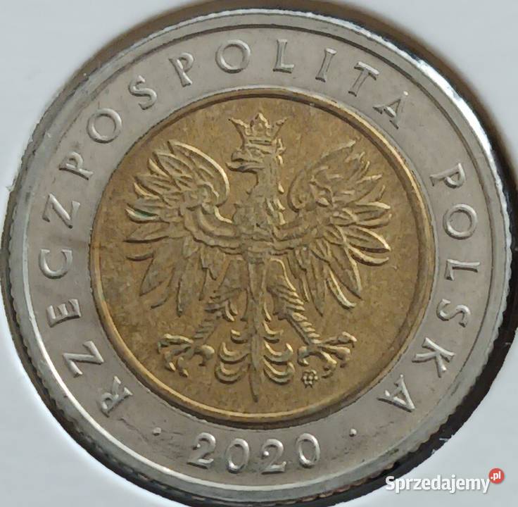 5 Złotych 2020 r 2 błąd mennicy Destrukt Numizmatyka Konin