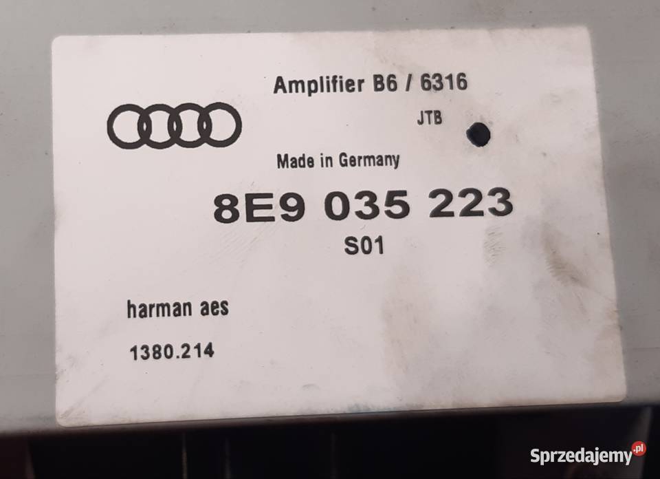 GŁOŚNIK SUBWOOFER WZMACNIACZ AUDI A4 B6 B7 Wyposażenie wnętrza Części Mielęcin