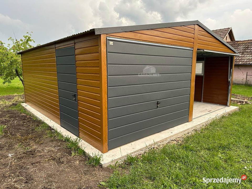 GARAŻ BLASZANY 6m x 6m DWUSPAD 2xBRAMA DRZWI małopolskie Łapanów