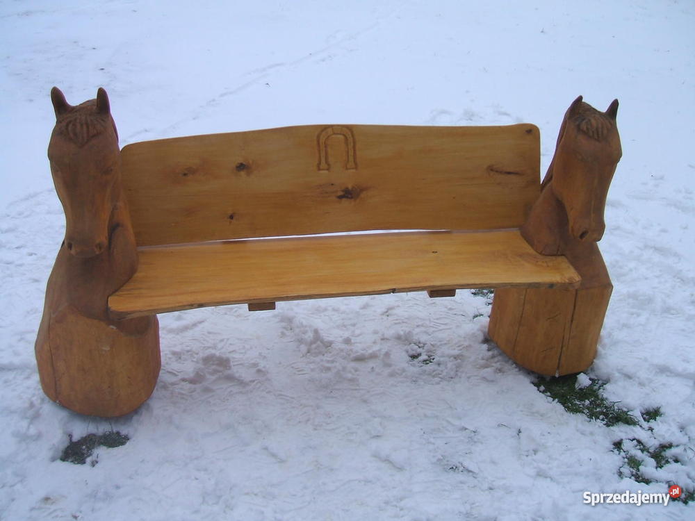 ławka z głowami koni mazowieckie Kobylany