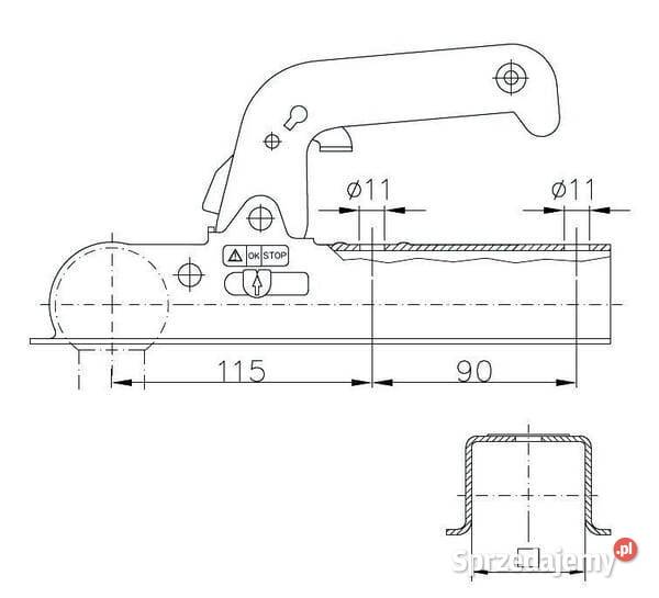 Zaczep kulowy 800 dyszel kwadratowy 1860740 Kamionna