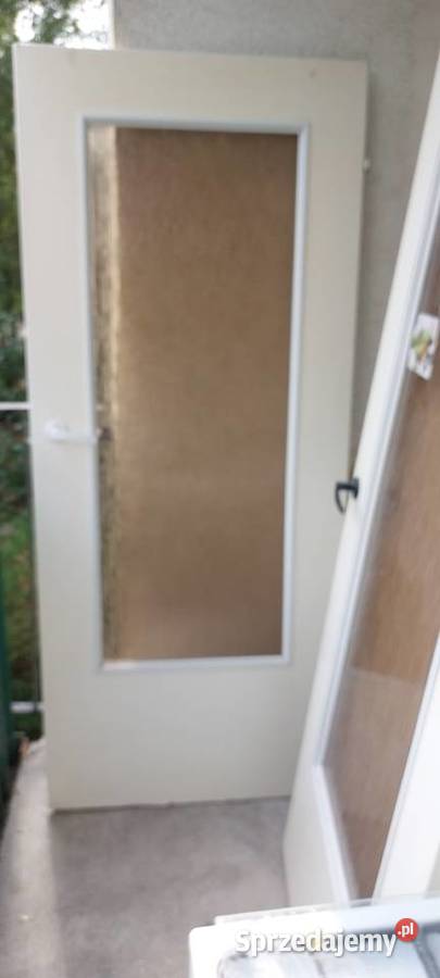 Drzwi z szybą 2x pokój i łazienka PRL stare Serock