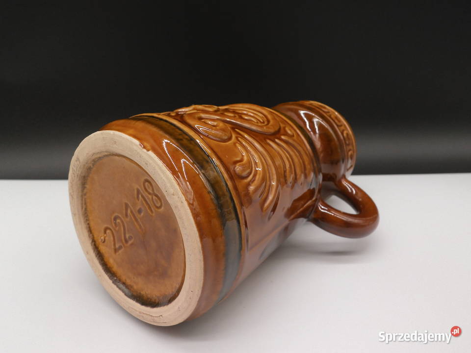 Wazon dzbanek DDR ceramiczny brązowy z uchwytem wielkopolskie sprzedam
