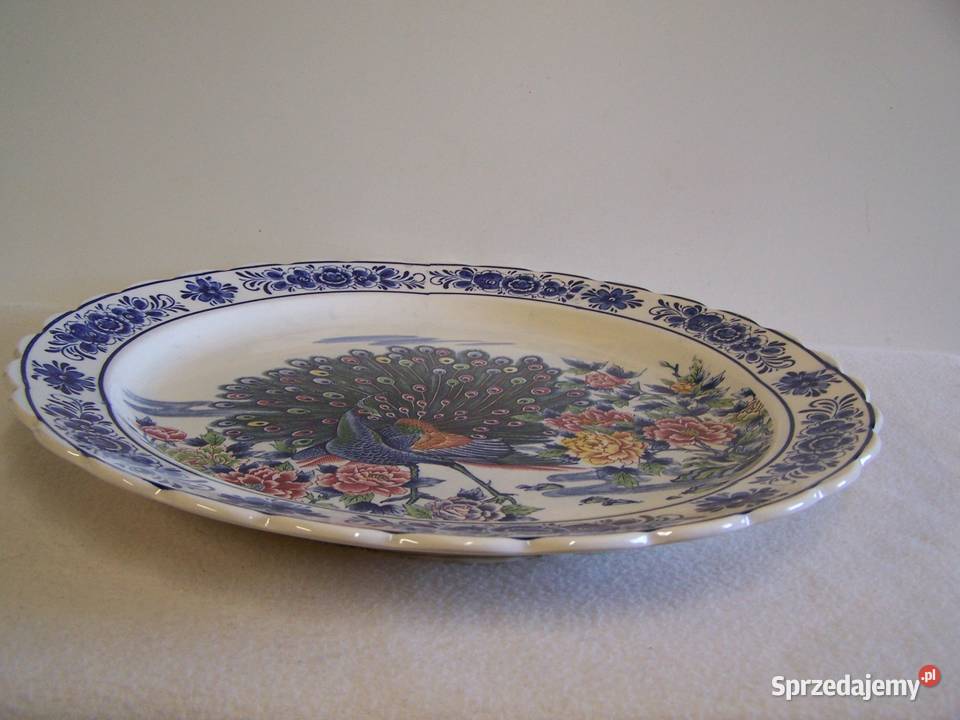 Niespotykanie duży talerz paw w pełnej krasie Koszalin