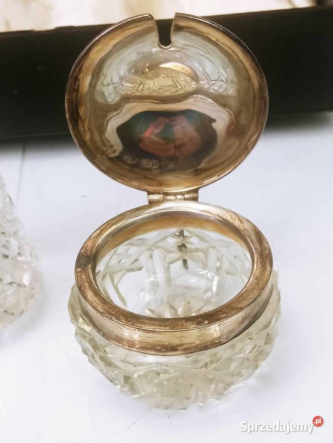 Srebro 925 Kryształ Anglia 925 Przyprawniki 6 Nowa Sól