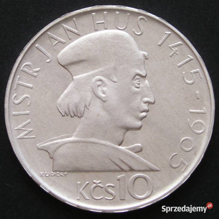 Czechosłowacja 10 koron 1965 Jan Hus srebro stan Łódź