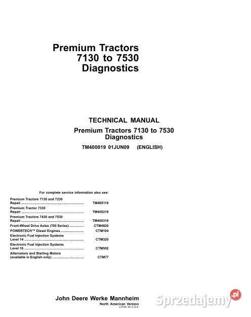 John Deere 7130 7230 7330 7430 7530 instrukcja motoryzacja, transport Kielce