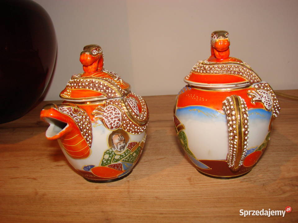 Smok porcelanowy czajniczek cukiernica Satsuma Pruszcz Gdański