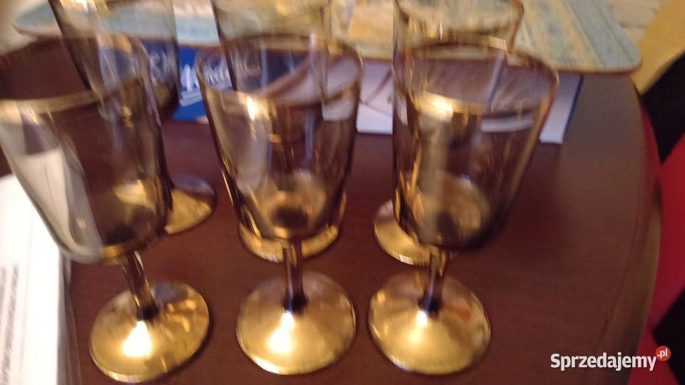 Kieliszki szaro złote do likieru odcienie szarości Ceramika i szkło Warszawa