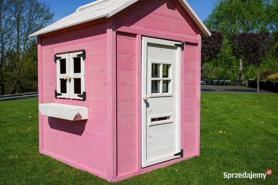 Drewniany domek ogrodowy dzieci Pink Trzemeśnia