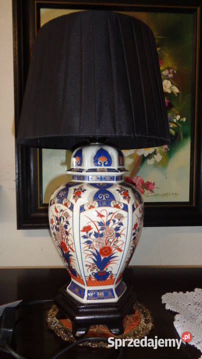 lampka ceramiczna w czerono kobaltowy wzór wielkopolskie Mielnica Duża sprzedam