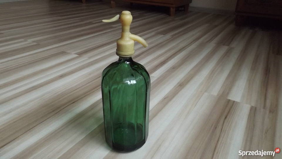 STARY szklany SYFON zielone szkło