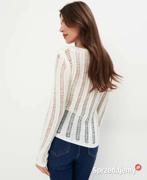 kremowy sweter z ozdobnym splotem Mohito xs 34 Toruń sprzedam