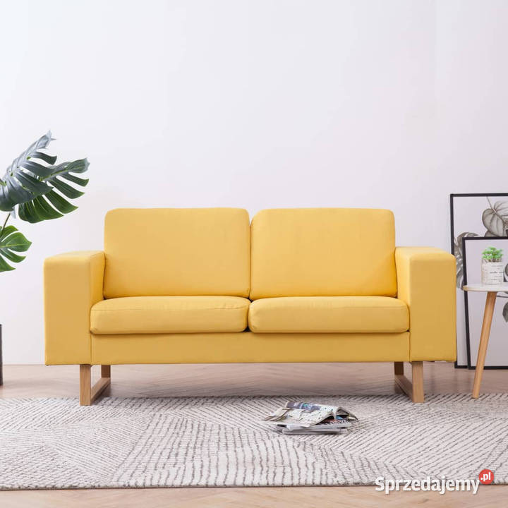 Sofa 2osobowa tapicerowana tkaniną żółta Warszawa