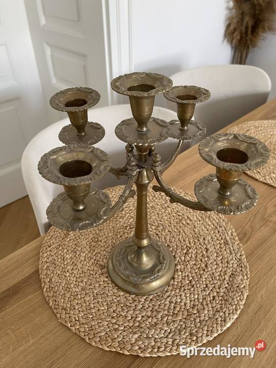 Mosiężny świecznik 4ramienny Warszawa
