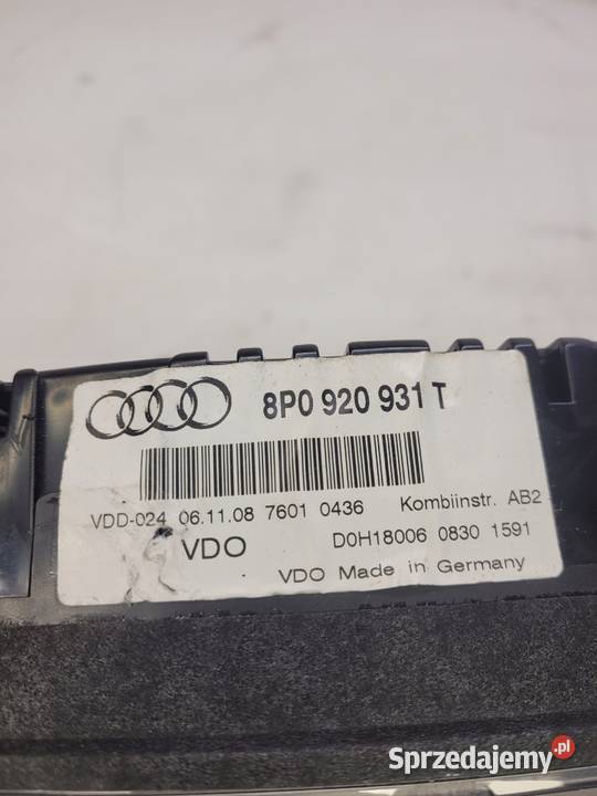 LICZNIK ZEGARY AUDI A3 8P LIFT EU 8P0920931T 18 Przystajń