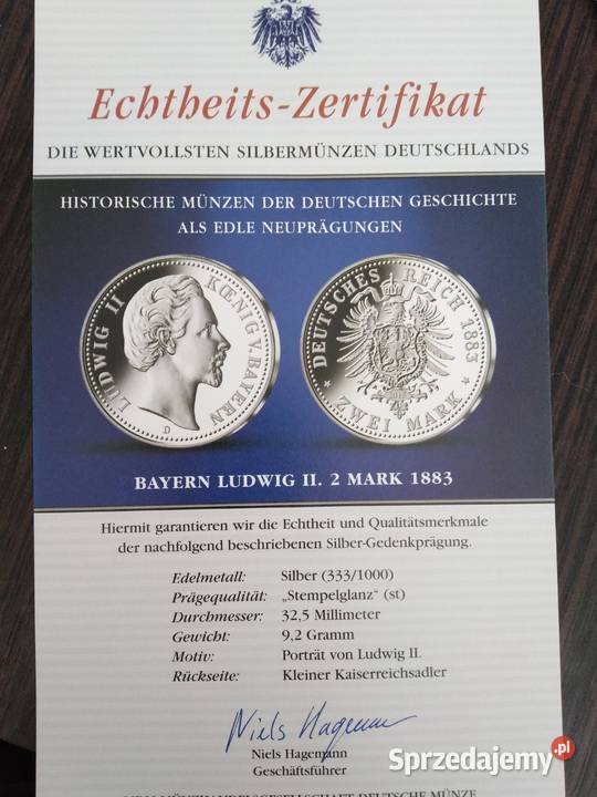 Moneta pamiątkowa 2 marki srebro