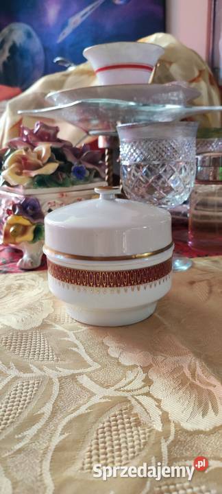 Cukiernica biel bordo złoto porcelana Weimar dolnośląskie Wrocław