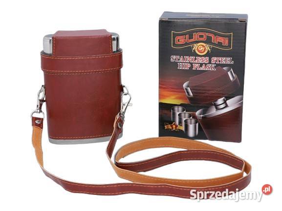 Elegancka Brązowa Piersiówka Obszyta Skórą w Ostrowy nad Okszą