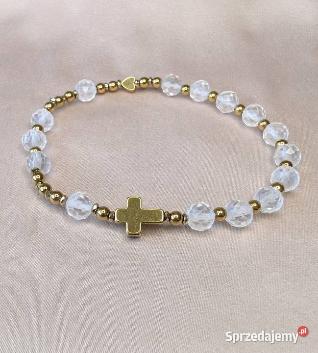 Bransoletka różaniec kamienie kryształ górski Toruń