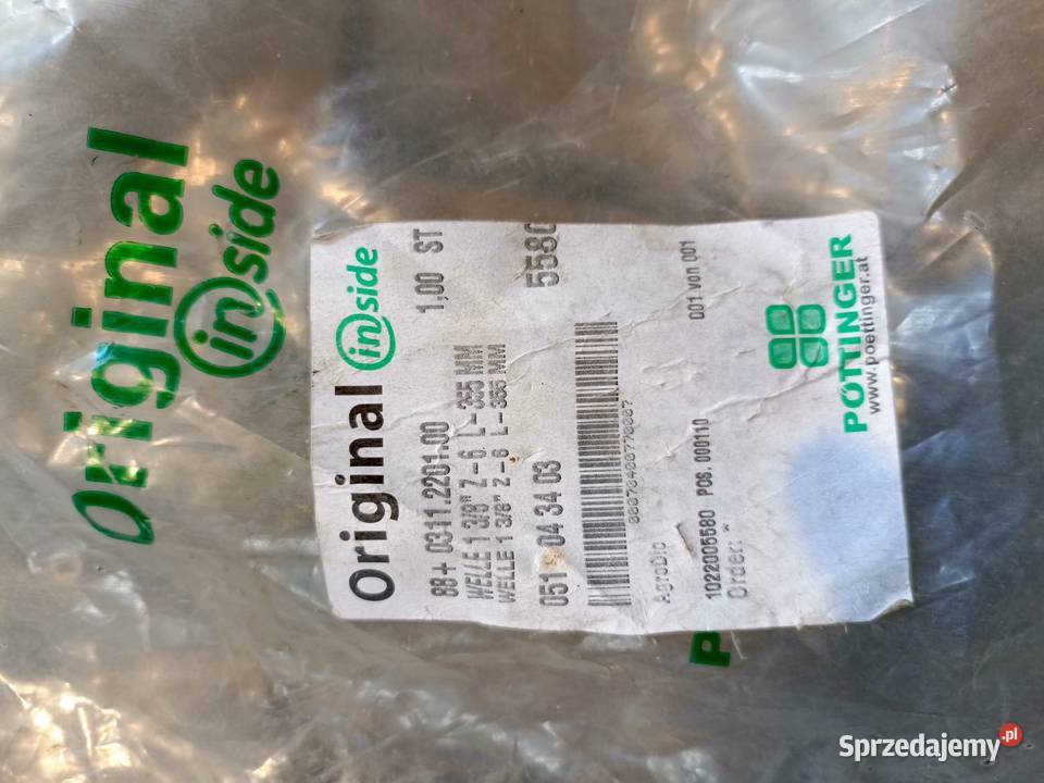 WAŁEK PRZEKLADNIA POTTINGER CAT 1 38 Z6 L355MM Kuźnica