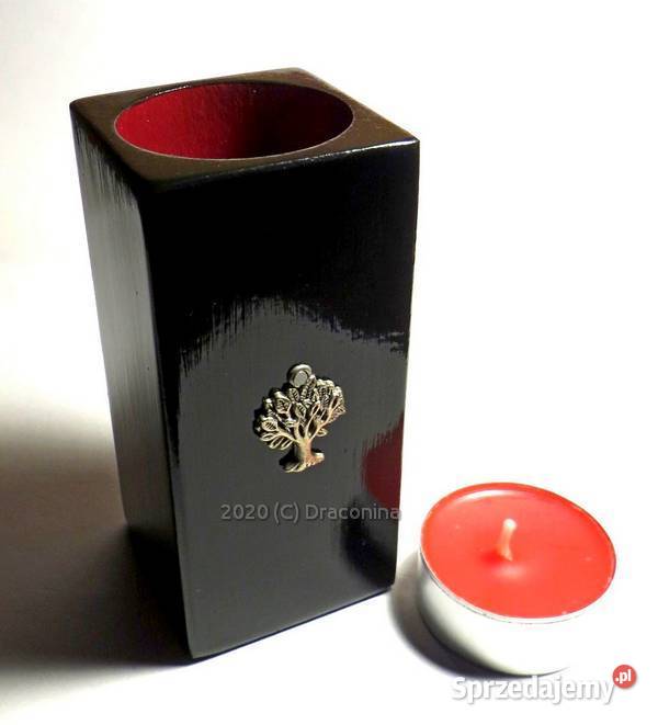 Świecznik czarny drzewko tealight różany rękodzieło prezent