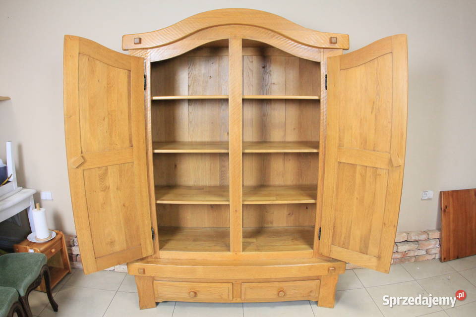 Szafa dębowa piękne zdobienia lite drewno śląskie Góra