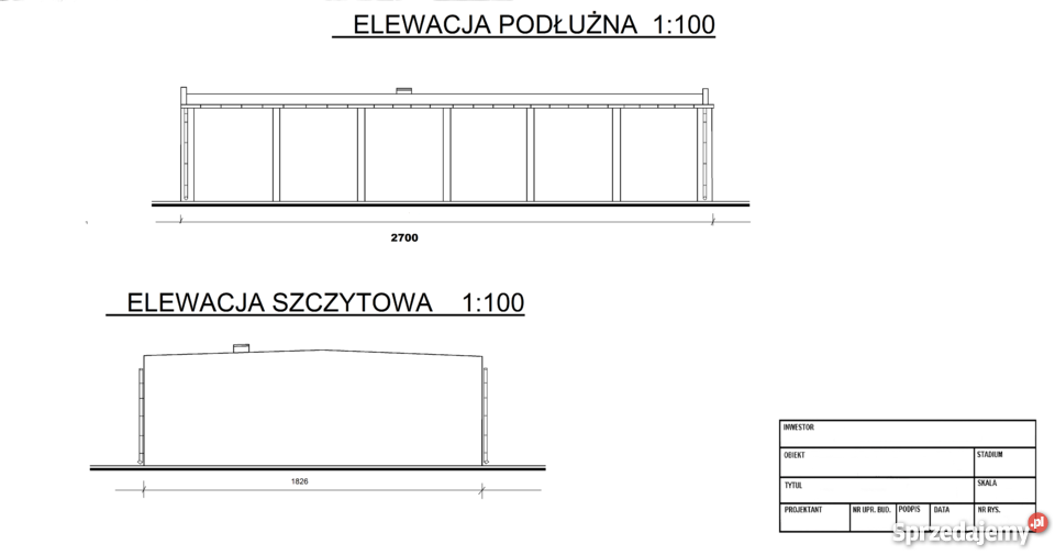Konstrukcja wiata hala magazynowa stalowa 18x27