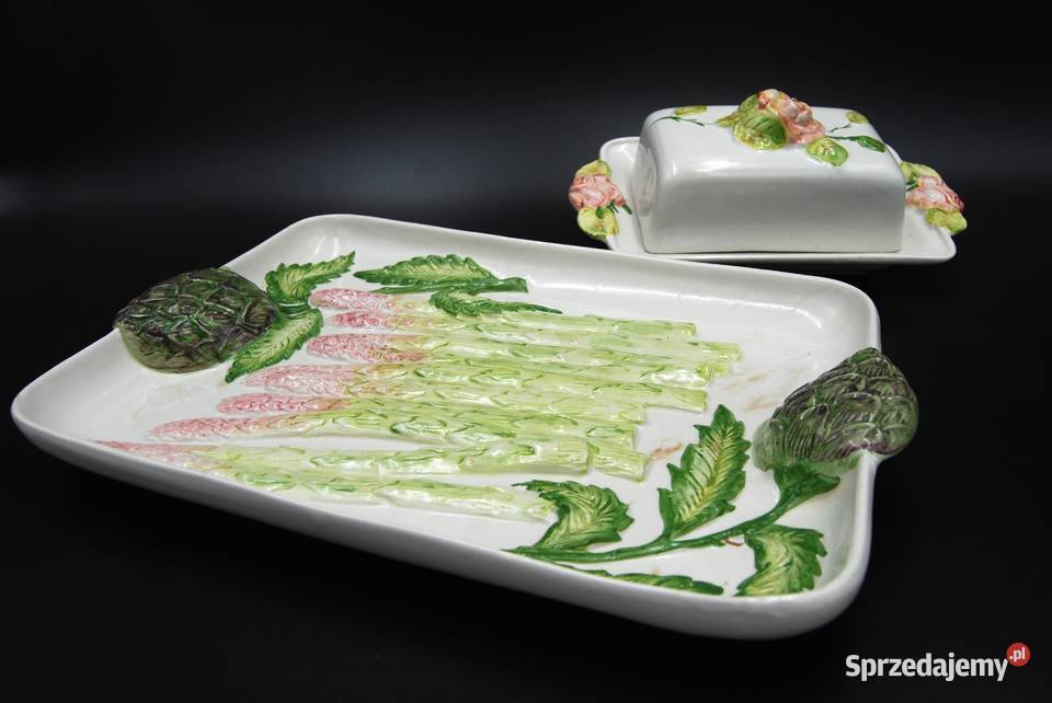 Piękny ceramiczny zestaw taca maselnica Poznań sprzedam