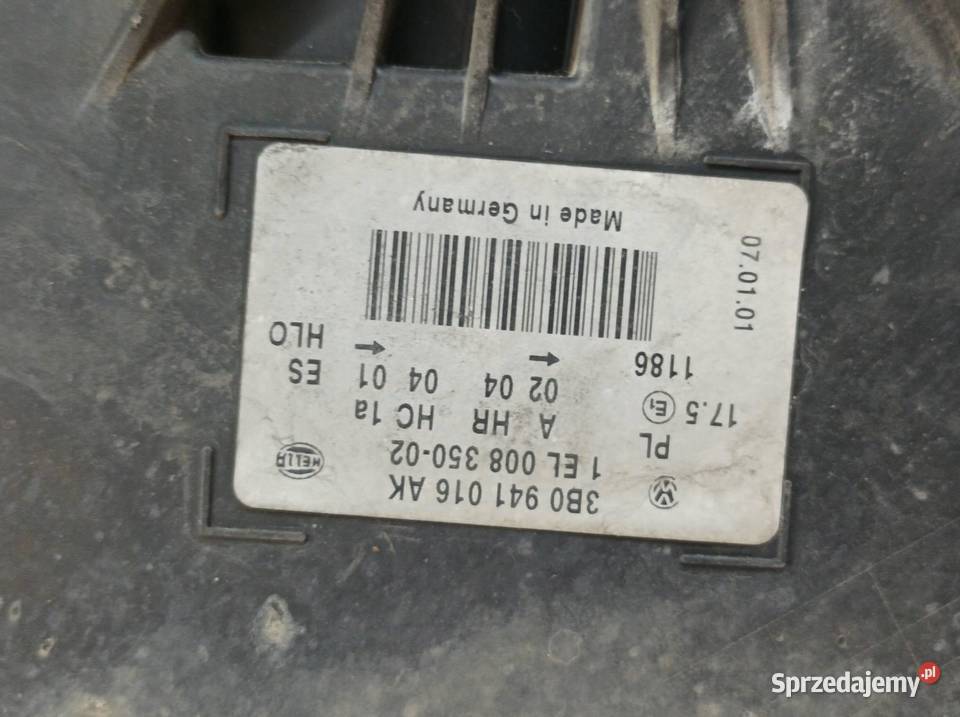 LAMPA PRZÓD PRAWA EU LIFT 3B0941016AK VW