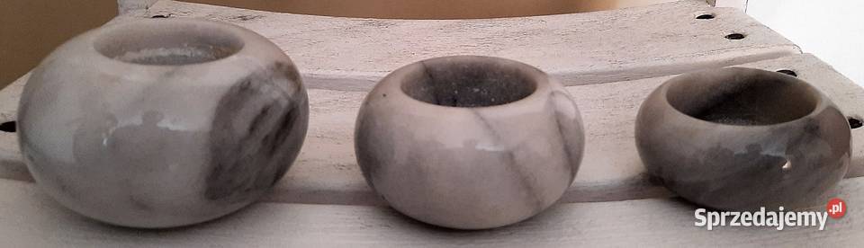 Świeczniki elipsoidalne marmur kpl 3 inny kolor Ostrów Wielkopolski sprzedam