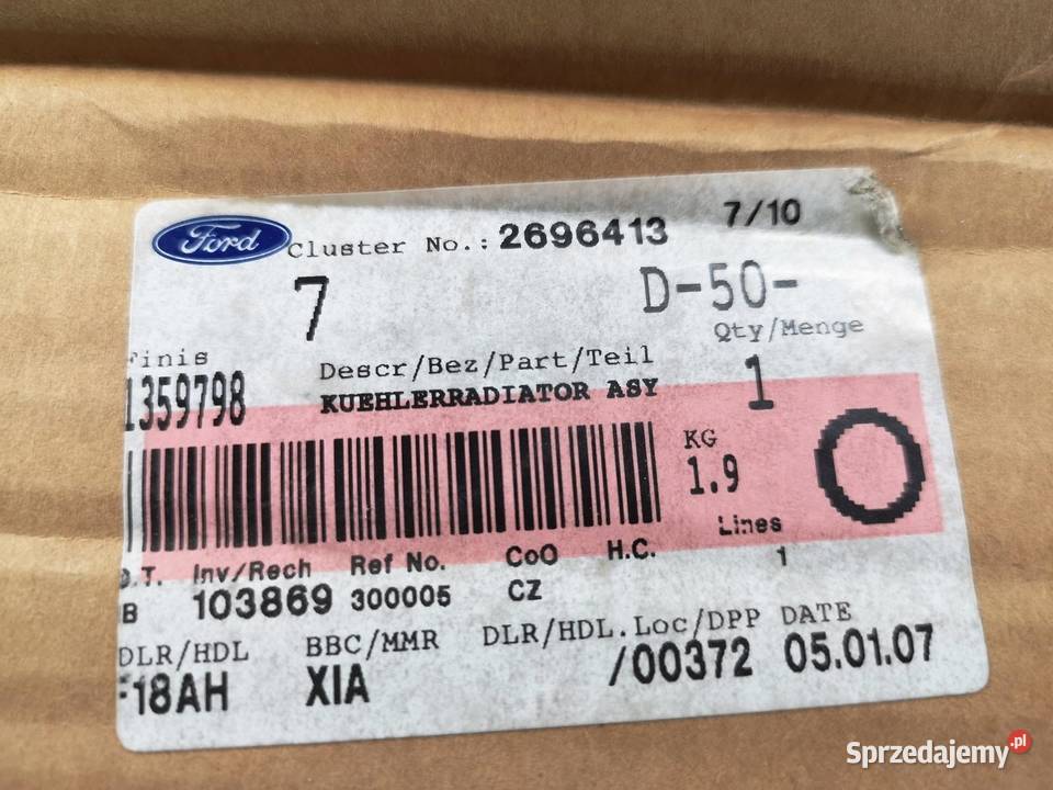 CHŁODNICA WODY FORD FIESTA V FUSION 14 16 osobowe