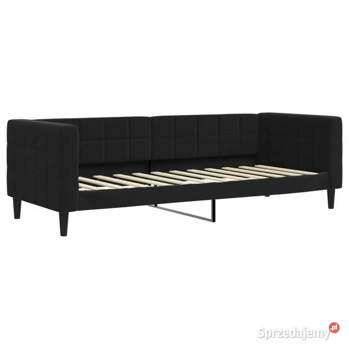 Sofa rozsuwana z szufladami czarna aksamit Warszawa