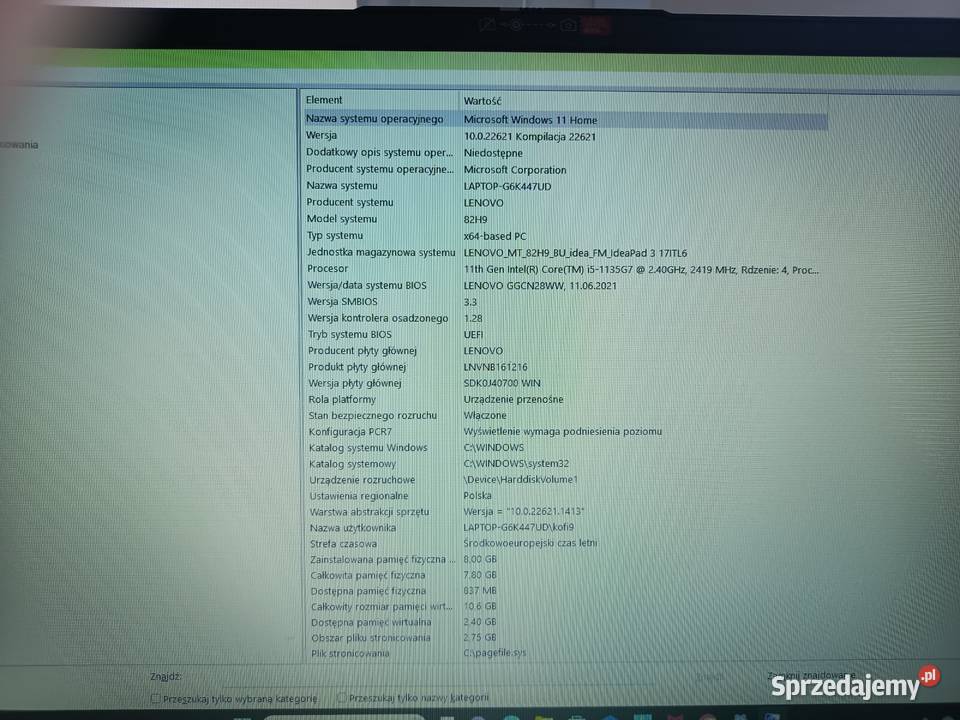 Laptop LENOVO IdeaPad 3i 17ITL6 173 i51135G7 8GB Lublin