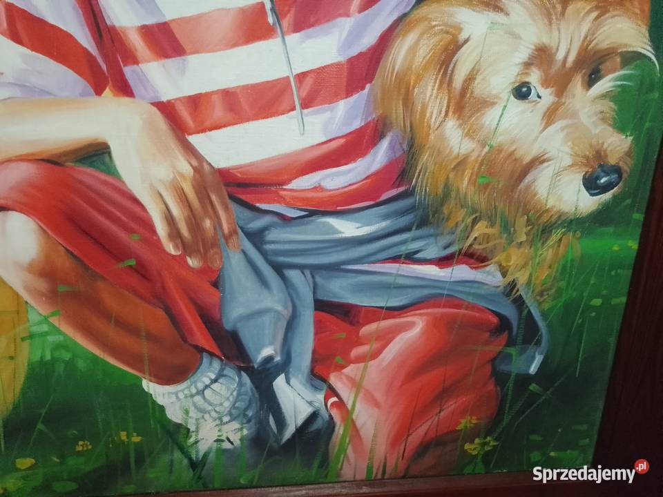 Obraz olejdny3DDzieci pies lubelskie