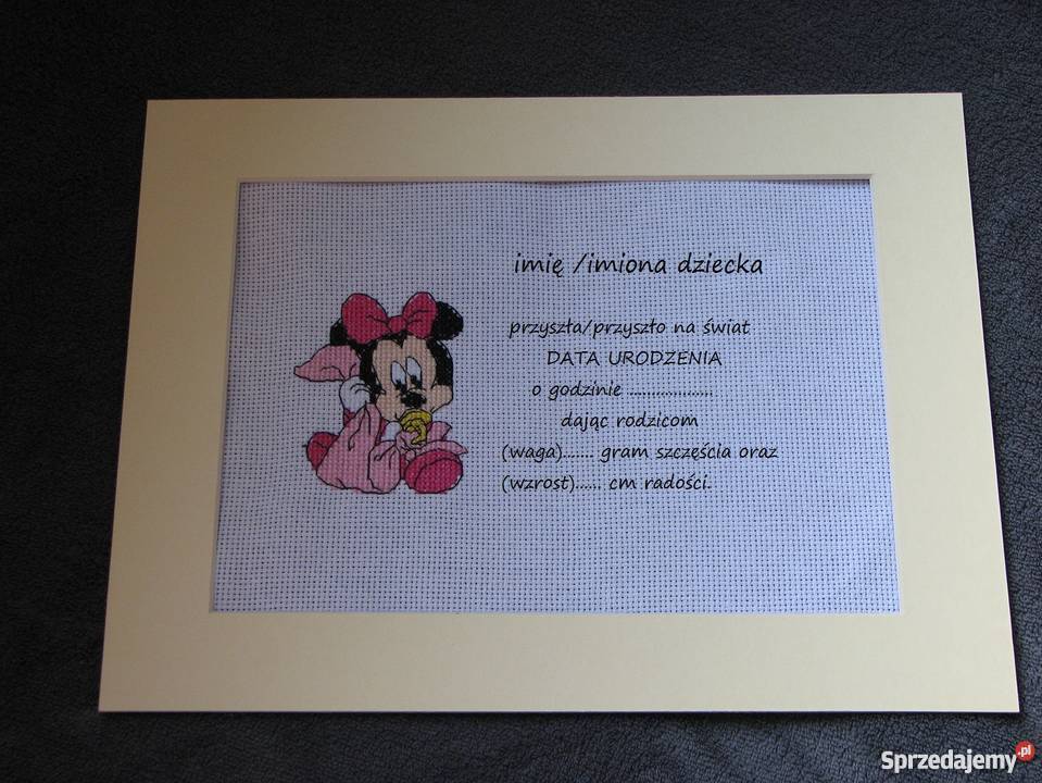 metryczka pamiatka chrzest roczek urodziny