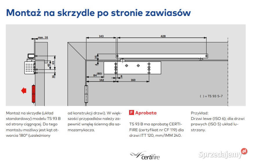 SAMOZAMYKACZ DORMA TS 93G 25 RAL9005 Czechowice-Dziedzice