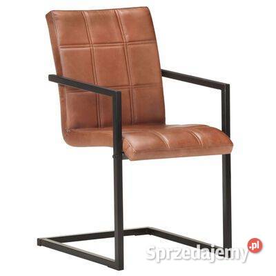 Krzesła stołowe wspornikowe 4 brązowe skóra Warszawa
